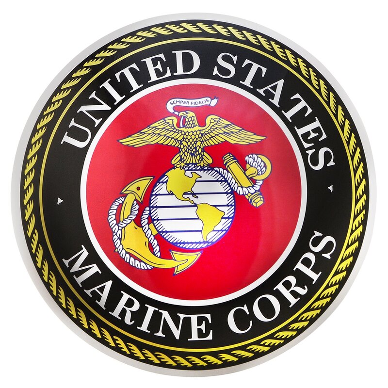 Winston Porter US Marine Corps Metal round Dome USMC Emblem Home Wall